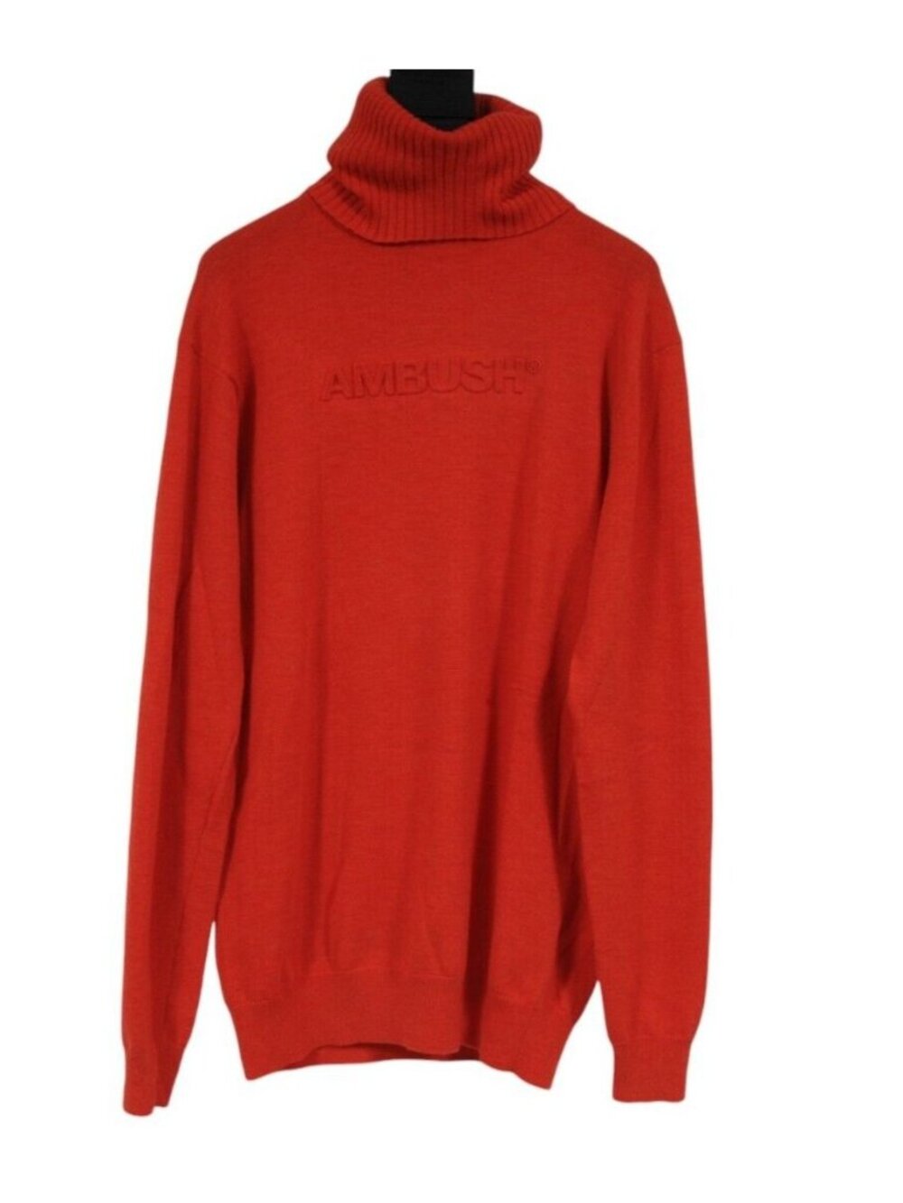 Ambush Logo Turtleneck Sweater Size JP 2 Medium Orange Wool Blend Pillover
